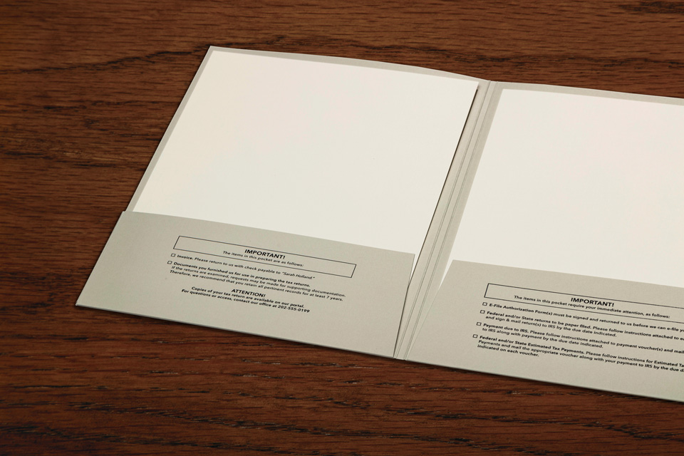 Branded Folders with Pocket Imprinting Example