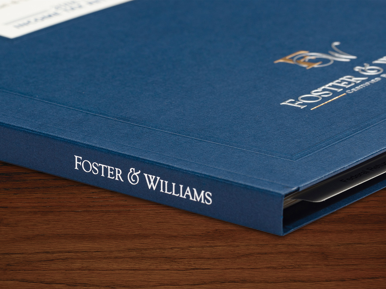 Branded Folders with Spine Imprinting Example